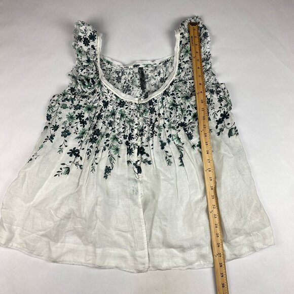 NWT Anthropologie Tank Size XL 100% Linen Floral Print Ruffle - Picture 8 of 11